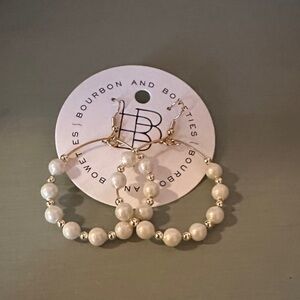 Bourbon and Bowties Cream Beaded Earrings